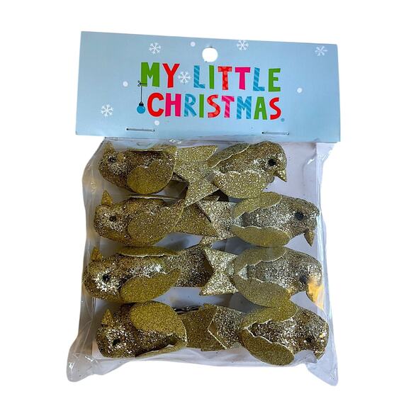 16 Songbird Ornaments Mini Tree Clip On Christmas Gold Glitter (2 Pack of 8) - Picture 3 of 7